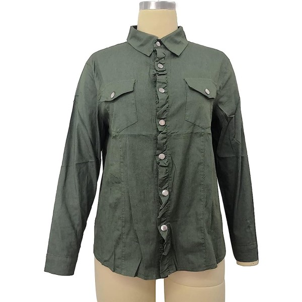 HAUFR Långärmad, causual fit kofta, jeansjacka, jeansjacka för damer Toppar Army Green Medium