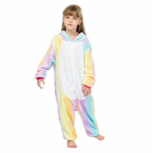 Djurpyjama Kigurumi Nattkläder Kostymer Vuxen Jumpsuit -asu #2 Colorful Pegasus kids L(8-9Y)