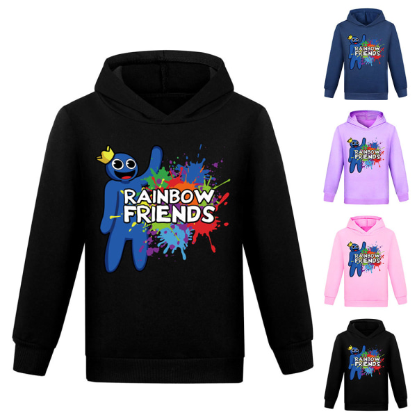 Roblox Rainbow Friends Kids Cartoon Print Hoodie Top Sweatshirt Black 160cm