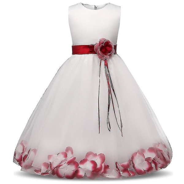 Blomstertjej Baby bröllopsklänning Fairy Petals Barnkläder Flicka Festklänning Barnkläder Fancy tonårsflicka Klänning 4 6  10t Red 8