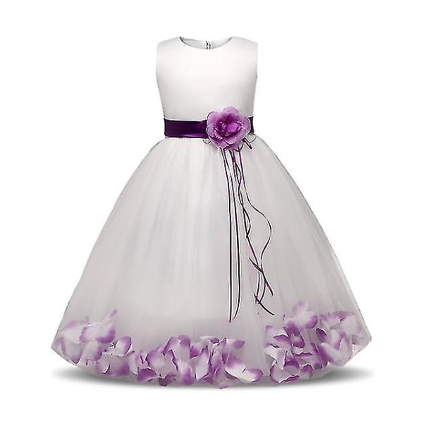 Blomstertjej Baby bröllopsklänning Fairy Petals Barnkläder Flicka Festklänning Barnkläder Fancy tonårsflicka Klänning 4 6 8 10t Purple 5