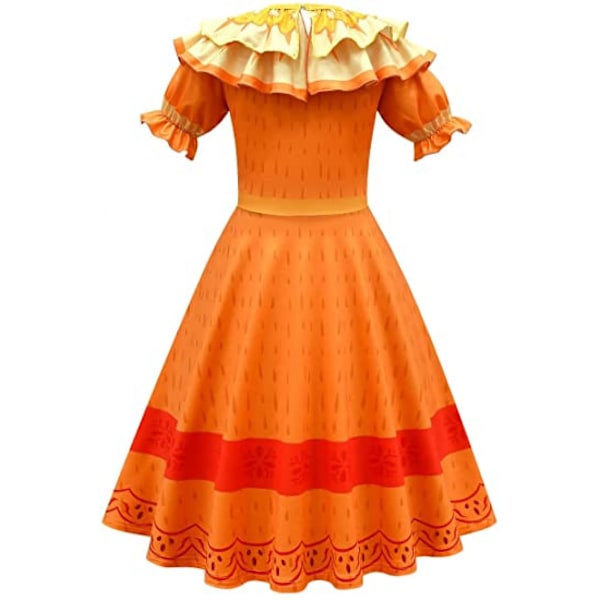 Børn Mirabel kostume piger Mirabel Isabela kjole Cosplay outfit Princess Dress Up ----- Orange（str. 120）