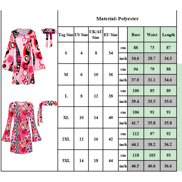 1970- og 1980-tallskostyme for hippiekostyme for kvinners discokostyme dark pink L