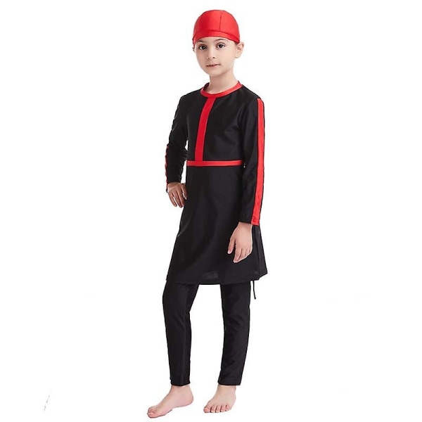 Muslimityttöjen uimapuvut, lapset vaatimaton rantauimapuku uimapuku islamilainen burkini Red 5-6 Years
