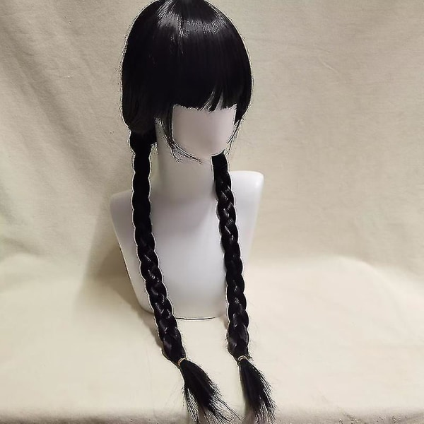 Uusi keskiviikkona Addams Cosplay -asusetti Nevermore Academyn koulupuku Halloween-karnevaalijuhlapuku aikuisille lapsille peruukin kanssa With wig Adult L