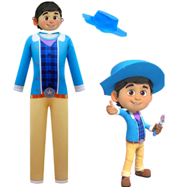 4-8-vuotiaat Kids Dinosaur Ranch Cosplay-asu Haalarit+hattu+naamio 120cm