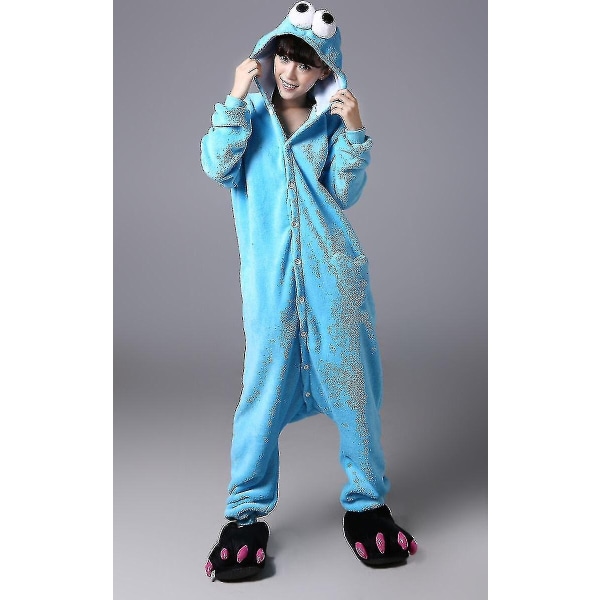 Halloween Unisex Onesie Kigurumi Fancy Mekko Puku Hupparit Pyjamat Sleep Wear-9-1 - Täydellinen sininen seesamikatu Blue Sesame Street XL for 180-190cm