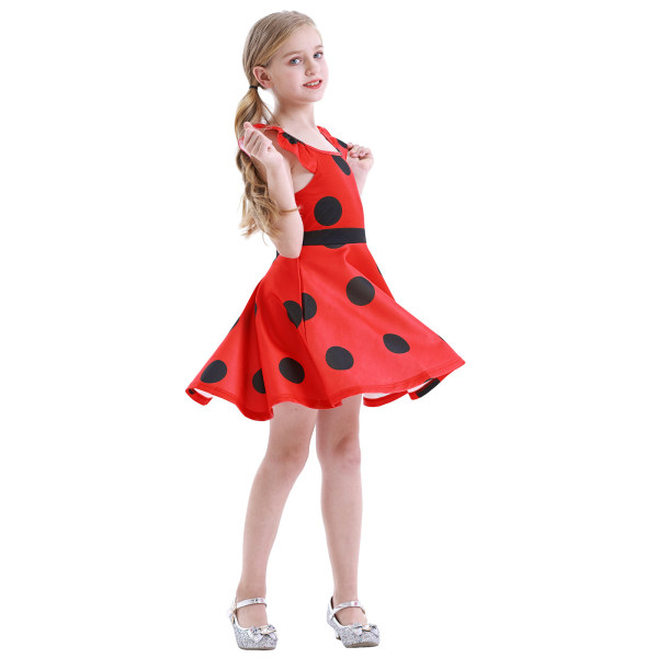 Flickor Polka Dots Ladybug Dress Up Kostym red 130cm
