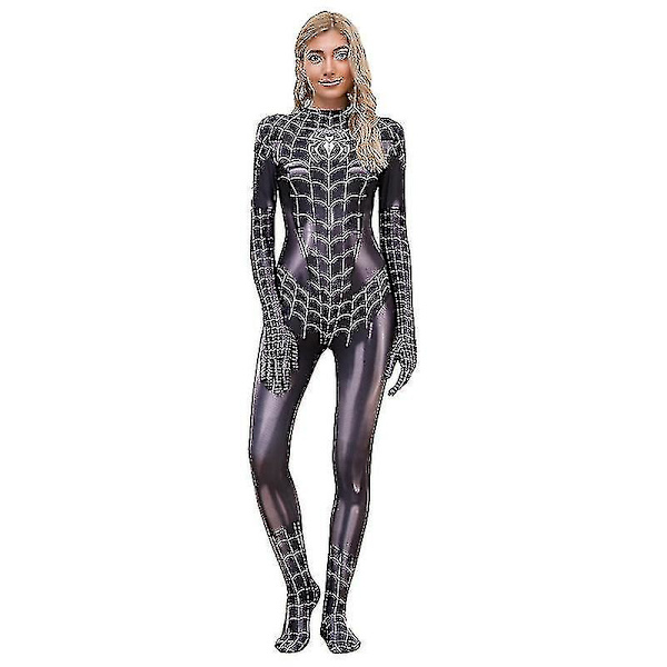 Spiderman-bodysuit for kvinner Halloween Cosplay-kostyme rød Black S