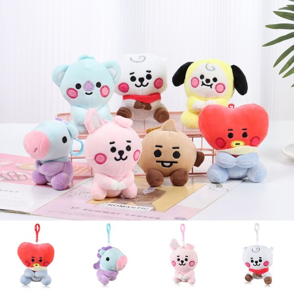 12CM BTS Plysch Doll Toy BT21 Nyckelring Väska hänge