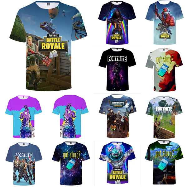 FORTNITE Casual T-shirt Unisex 3D-tryckt Fitness Top Raven L