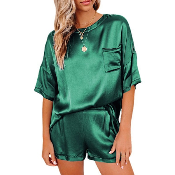 2 stk Dame pyjamas og kortærmet sommer leepwear Dark Green S