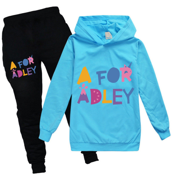 Kids A för Adley Print Träningsoverall Sets Pojkar Flickor Sweatshirt wathet blue 130/6-7 years