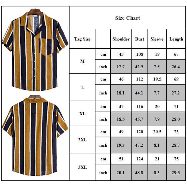 Herr sommarskjorta i bomull och linne , casual kortärmad Yellow 2XL