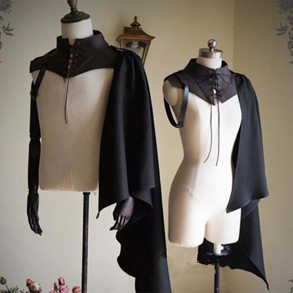 Halloween blondekrage kappe personlig en skulder cosplay kappe for barn Black without Hat L