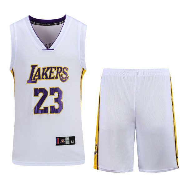 #23 Lebron James Basketball Jersey Set Lakers Uniform for Kids white XL