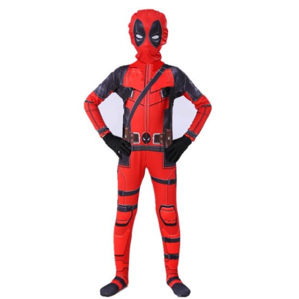 Barn Gutter Deadpool Fancy Dress Fest Jumpsuit Cosplay Kostyme 130cm 110cm