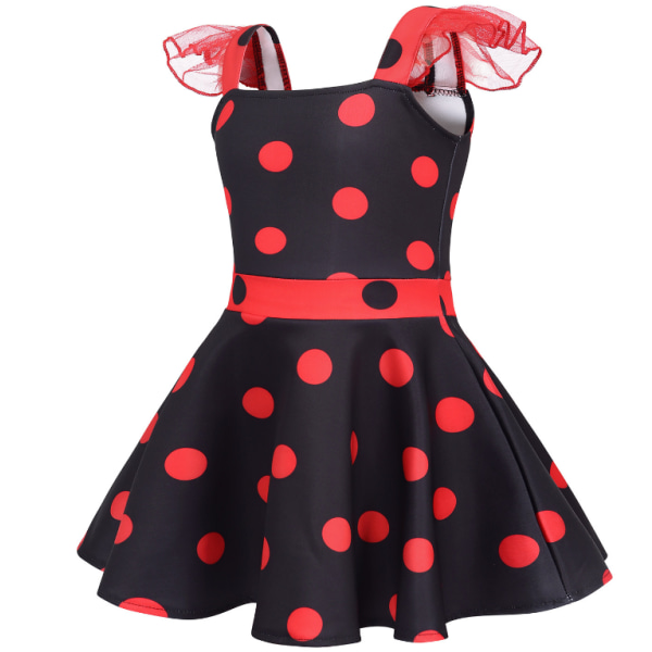 Jenter Polka Dots Ladybug Dress Up kostyme black 140cm