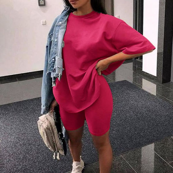 Casual Solid Outfits Kvinder Todelt jakkesæt med bælte Hjem Løs S black L