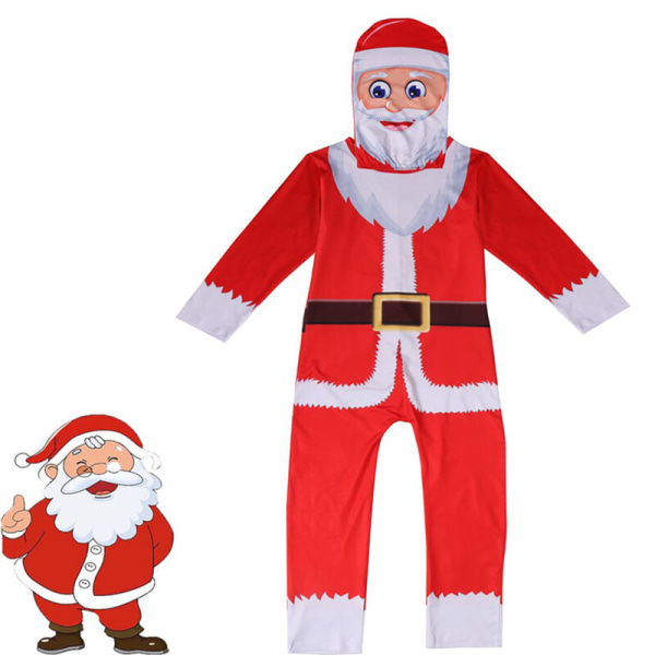 Kids Xmas Santa Claus Cosplay kostym Jul Jumpsuit Outfits Red