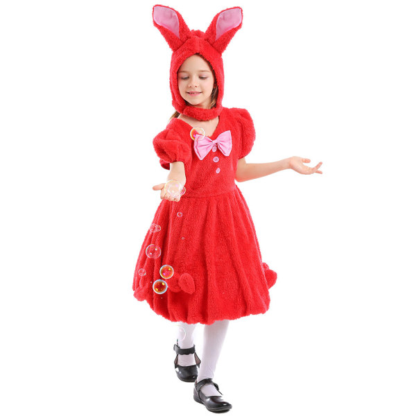 Påskehare Cosplay kjole for barn Red 100-120cm
