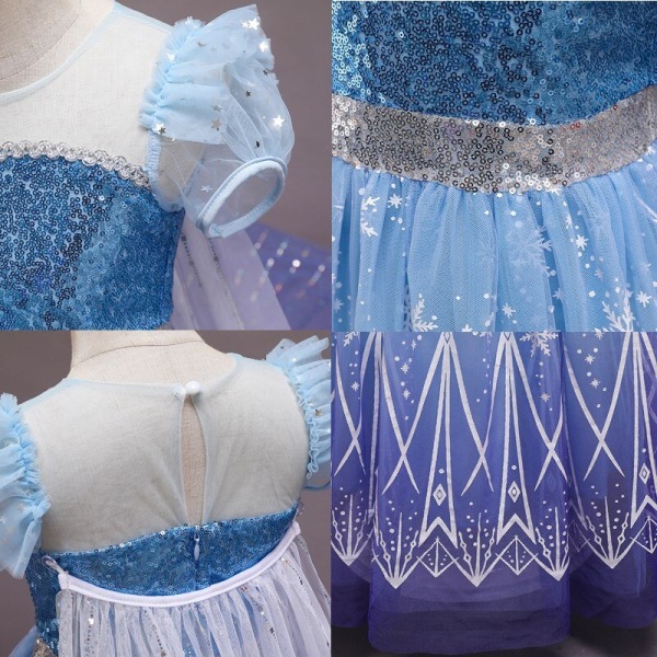 Frozen Elsa prinsessekjole mesh cape cosplay kjole