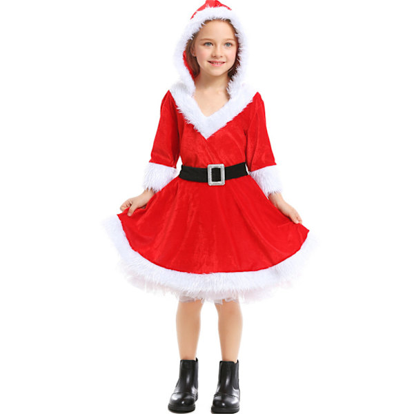 Jultomten Xmas Klänning Barn Flickor Cosplay Kläder M