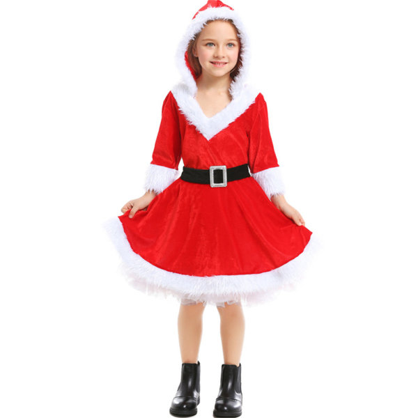 Jultomten Xmas Klänning Barn Flickor Cosplay Kläder S