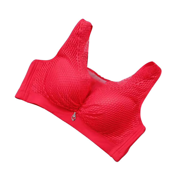 Trådløs BH Dame Pustende Push Up Bralette Girl Lace Mesh Red 44/100