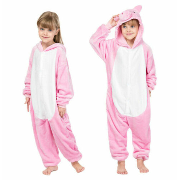 Djurpyjama Kigurumi Nattkläder Kostymer Vuxen Jumpsuit -asu #2 Pink Pig kids XL(10-11Y)