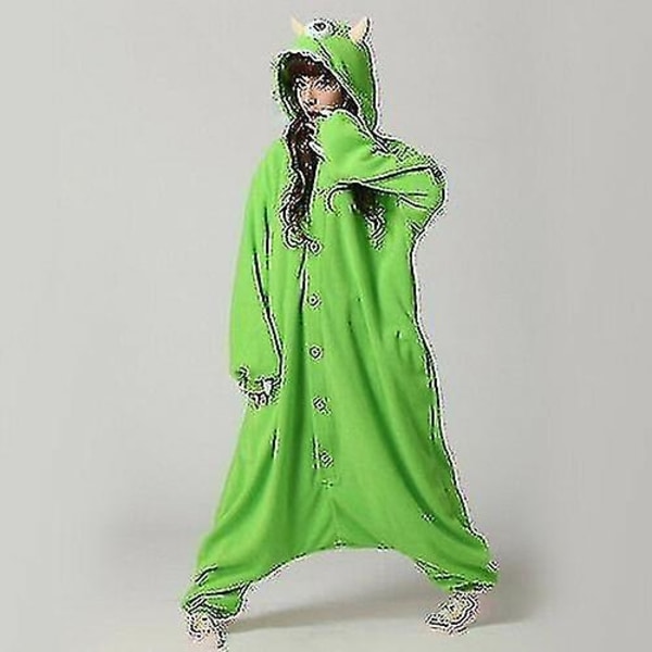 Halloween Unisex Onesie Kigurumi Karnevalskostyme Hettegensere Pyjamas Sleep Wear-9-1 - Perfet Green Mike Monste 0 Green Mike Monster L for 170-180cm