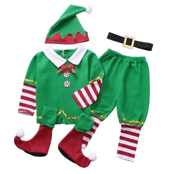 Baby Gutter Jenter Halloween Julekostyme Cosplay Customes rød 130 (For høyde 126-135cm) green 110 (For height 106-115cm)