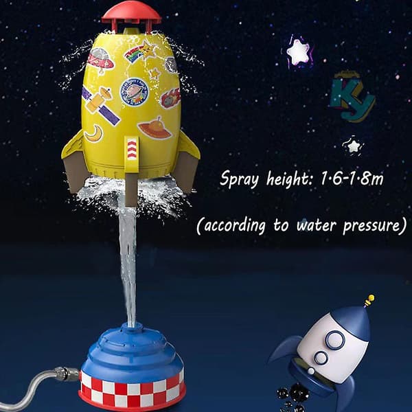 Space Rocket Jet Sprinkler Roterende Splash Play Vannleketøy White