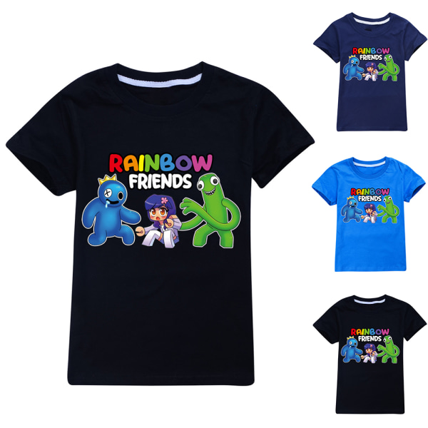 Print T-skjorte med T-skjorte av T-skjorte for barn Cartoon Rainbow Friends black