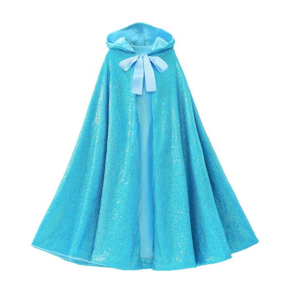 Princess Hooded Cape-kappor för små flickor Jul Halloween Custome Cosplay Party Accessoarer-blå S