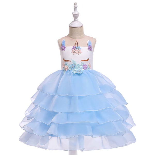 Kids Unicorn Mesh Hame Tutu Hame Performance Dress Tutu Mekko blue 140cm