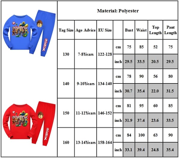 Roblox Spel Långärmad Pyjamas Set Barn Pjs Sovkläder Nattkläder Fans Present Röd Ed Ed 160 cm