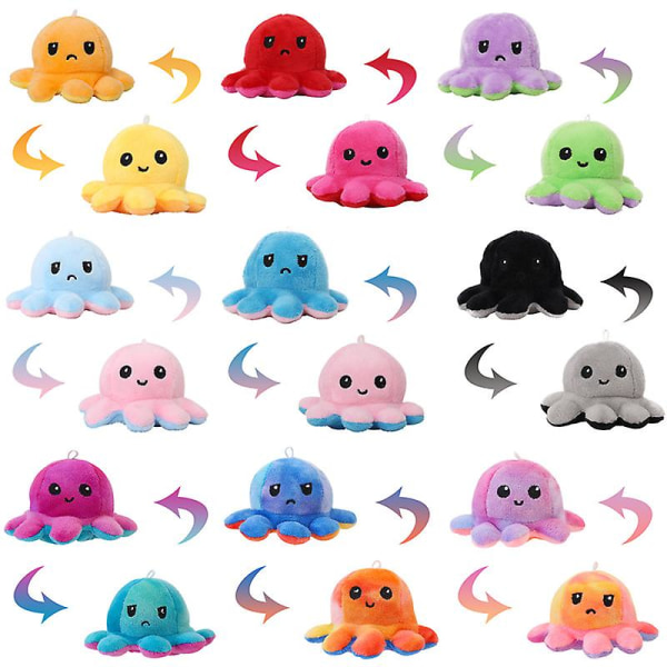 Vendbar Octopus Plushie Dobbeltsidig Flip Doll Show Mood Toy Style 4