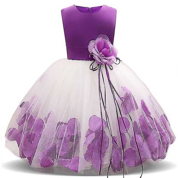 Blomsterpige Baby brudekjole Fairy Petals Børnetøj Pige Festkjole Børnetøj Fancy teenage pige kjole 4 6 8 10t Purple Top 5