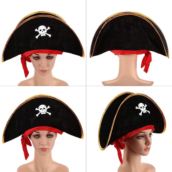 4 stykker pirathat Klassisk tryk Piratkaptajnkasket til Halloween Masquerade Party Cosplay Hat Rekvisitter