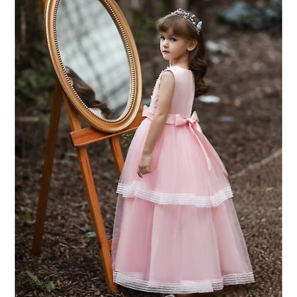 Tjejklänning, sommar prinsessklänning och gasväv 3-12 år rosa pink 120