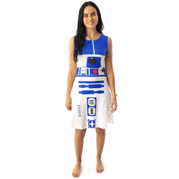 Star Wars Dame/Dame R2-D2 Cosplay Skater Kjole Hvit/Blå White/Blue M