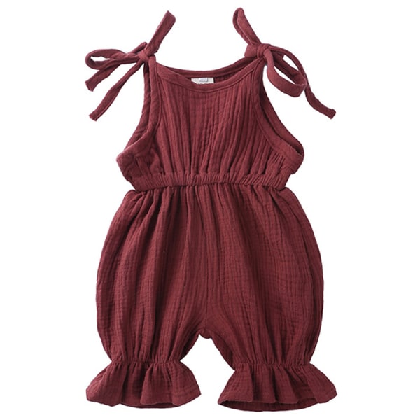 Småbarn Baby Strappy Bodysuit Outfits Rompers   cm Pink 80
