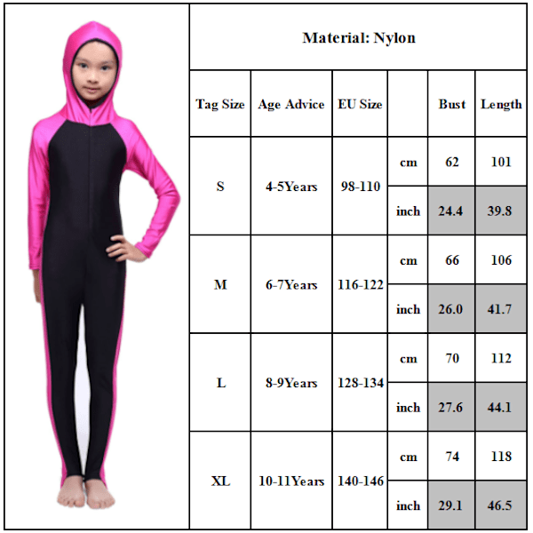 Baddräkt för barn Cover baddräkt Modest Beachwear Girls Burkini Rose&Red