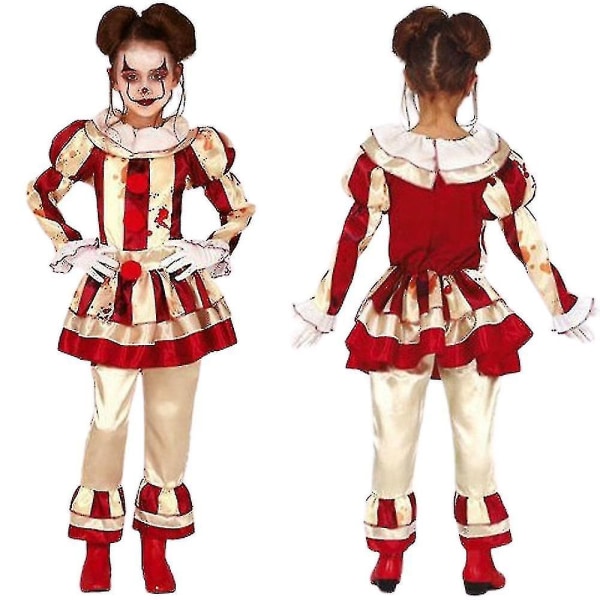 Barn Jenter Kjole Skremmende klovnekrage Halloween Cardinal Party Costumes V S