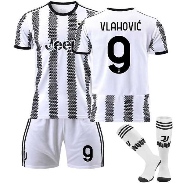22-23 Ny sæson VLAHOVIC #9 Juventus hjemmefodboldsæt til børn 16(90-100CM)