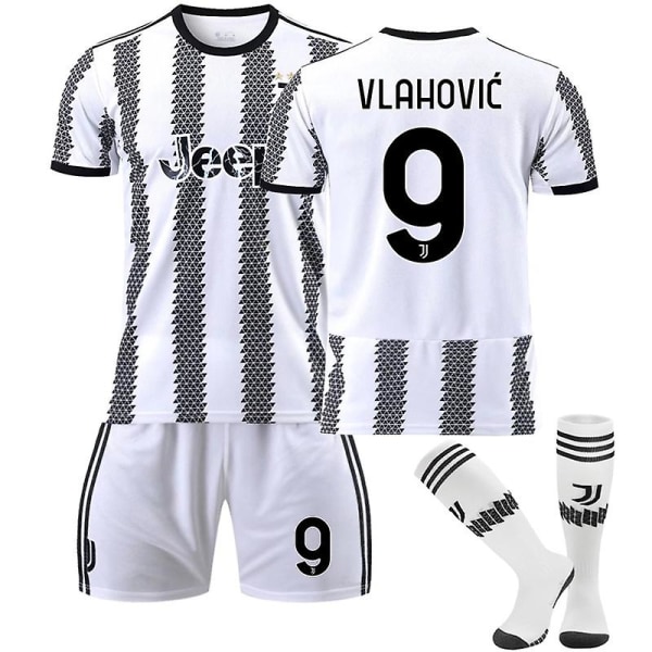 22-23 Ny sesong VLAHOVIC #9 Juventus hjemmefotballsett for barn 28(150-160CM)