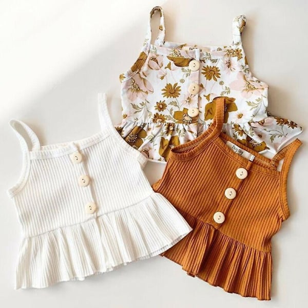 Sleeveless Knitted Vest Tops And Floral Print Shorts For Baby 3T