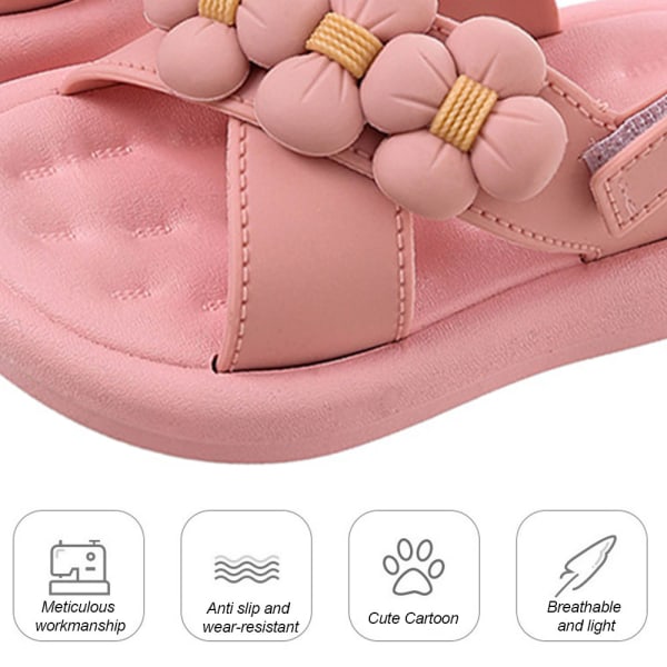Justerbara platta sandaler för barn, flicksandaler, sandaler för toddler Pink 28
