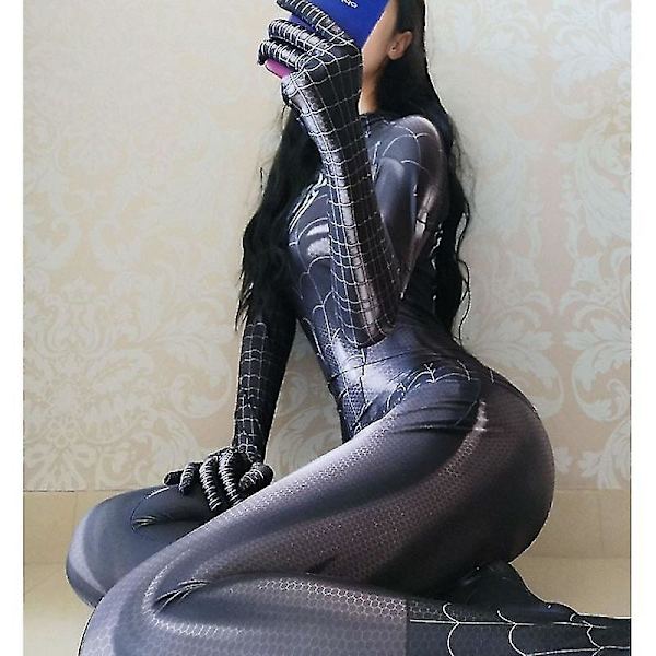 Spiderman Cosplay Kvinde Sexet Zentai Suit Spandex Bodysuit Superhelte Zentai Suit Halloween Carniva B NO open crotch